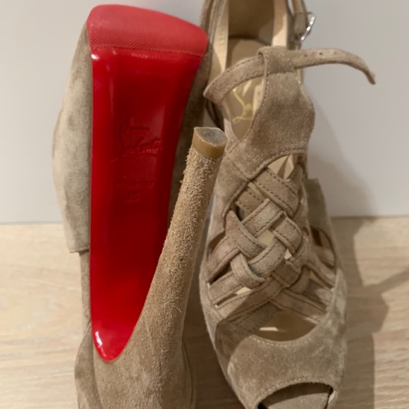 Christian Louboutin Ultra High Platform suede Strappy beige - Picture 2 of 3